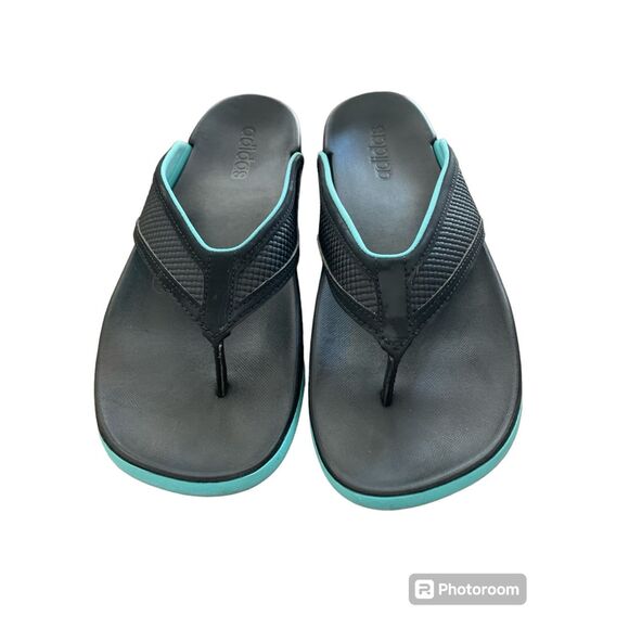adidas Womens Adilette Black MINT Flip Flop Sandals Size 9 - Picture 1 of 6